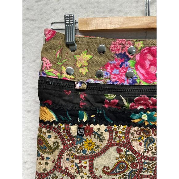 Zand Amsterdam Reversible Boho Mini Skirt Floral & Paisley Snap Waist Festival - Picture 7 of 10